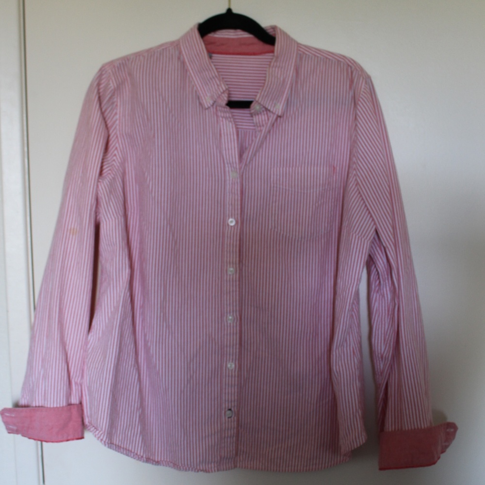 Pink and White Striped Button Down